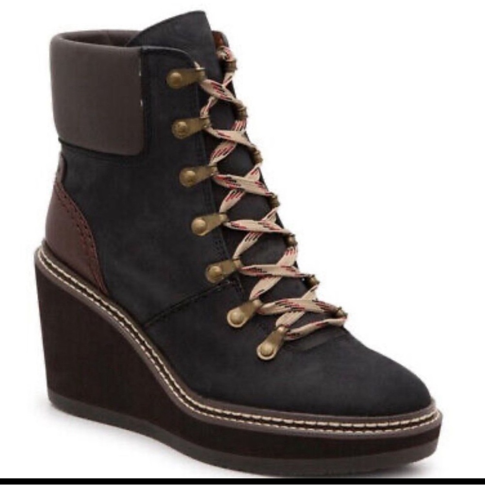 SEE by Chloe Martinica wedge bootie leather platform ankle 37 US 6.5-7 VGUC